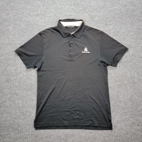Travis Mathew Polo Shirt Mens Medium Black Short Sleeve Golf Puerto Los Cabos - Picture 1 of 11